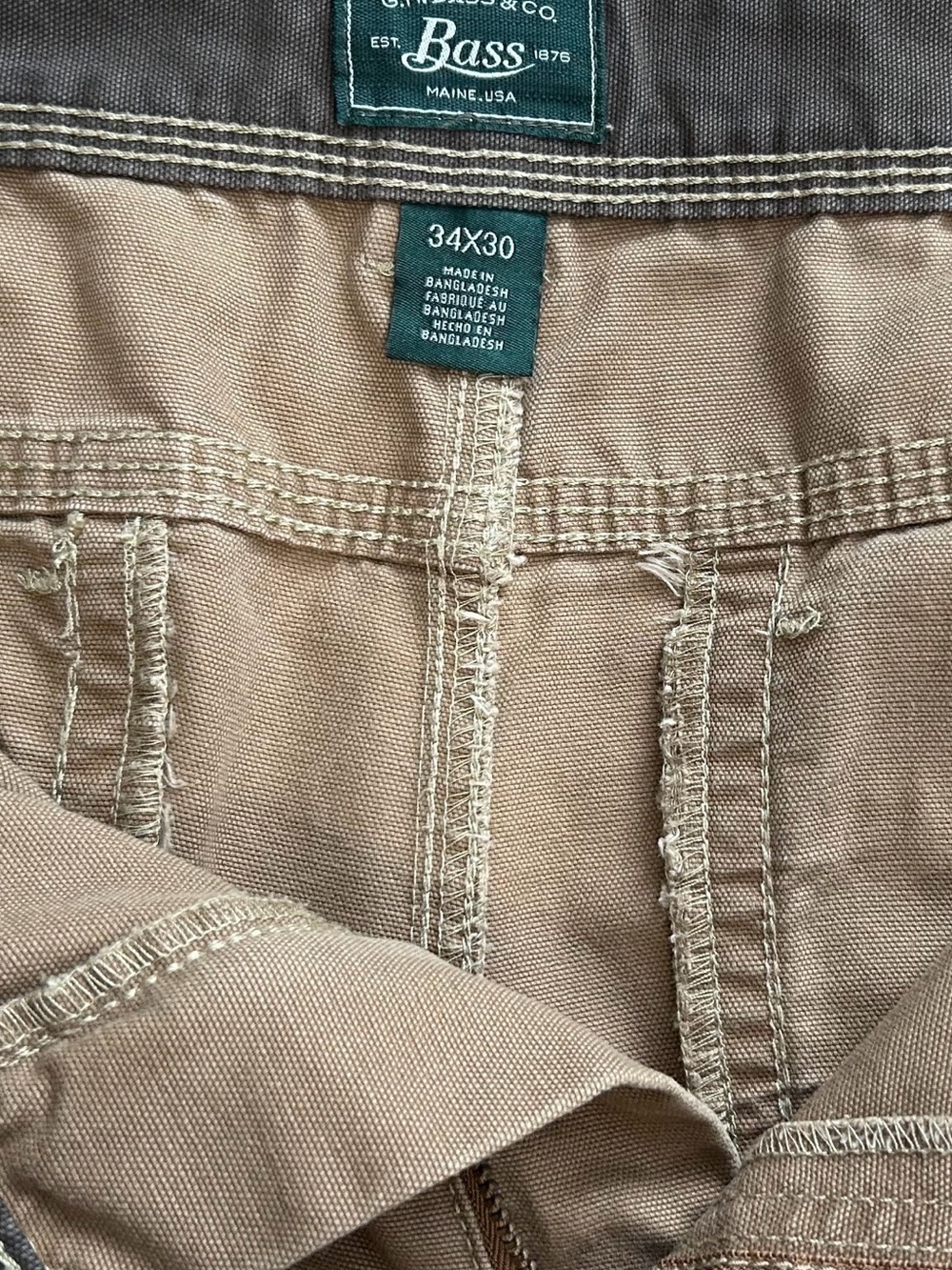 G.H. Bass Men’s Carpenter Pants 34x30 Khaki Tan Workwear Straight Leg NWOT - Picture 5 of 15
